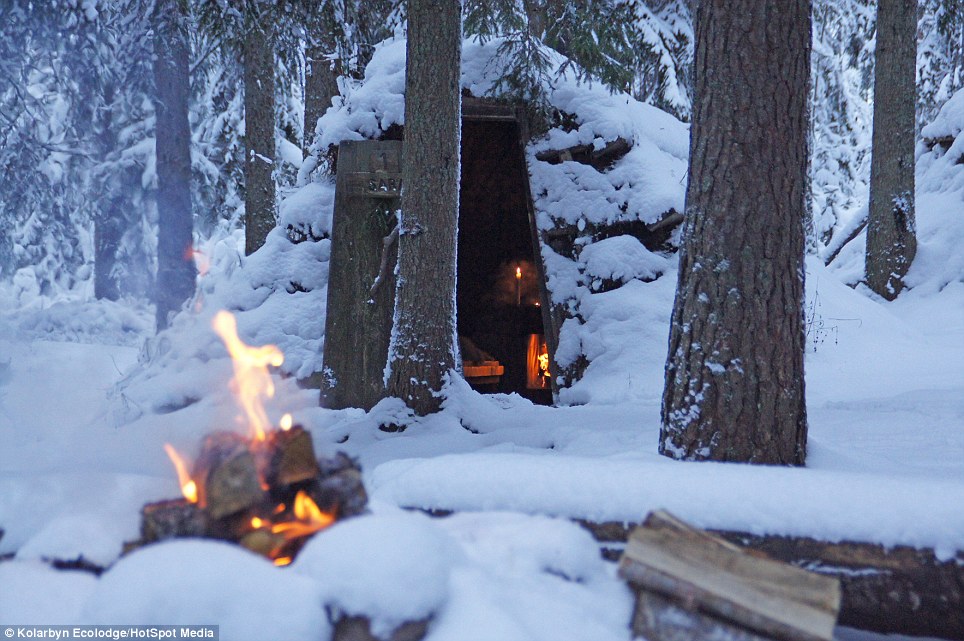 Warm? Guests can stay in one of the 12 huts throughout the year, even when snow begins to fall in the forest, which is two hours away from Stockholm